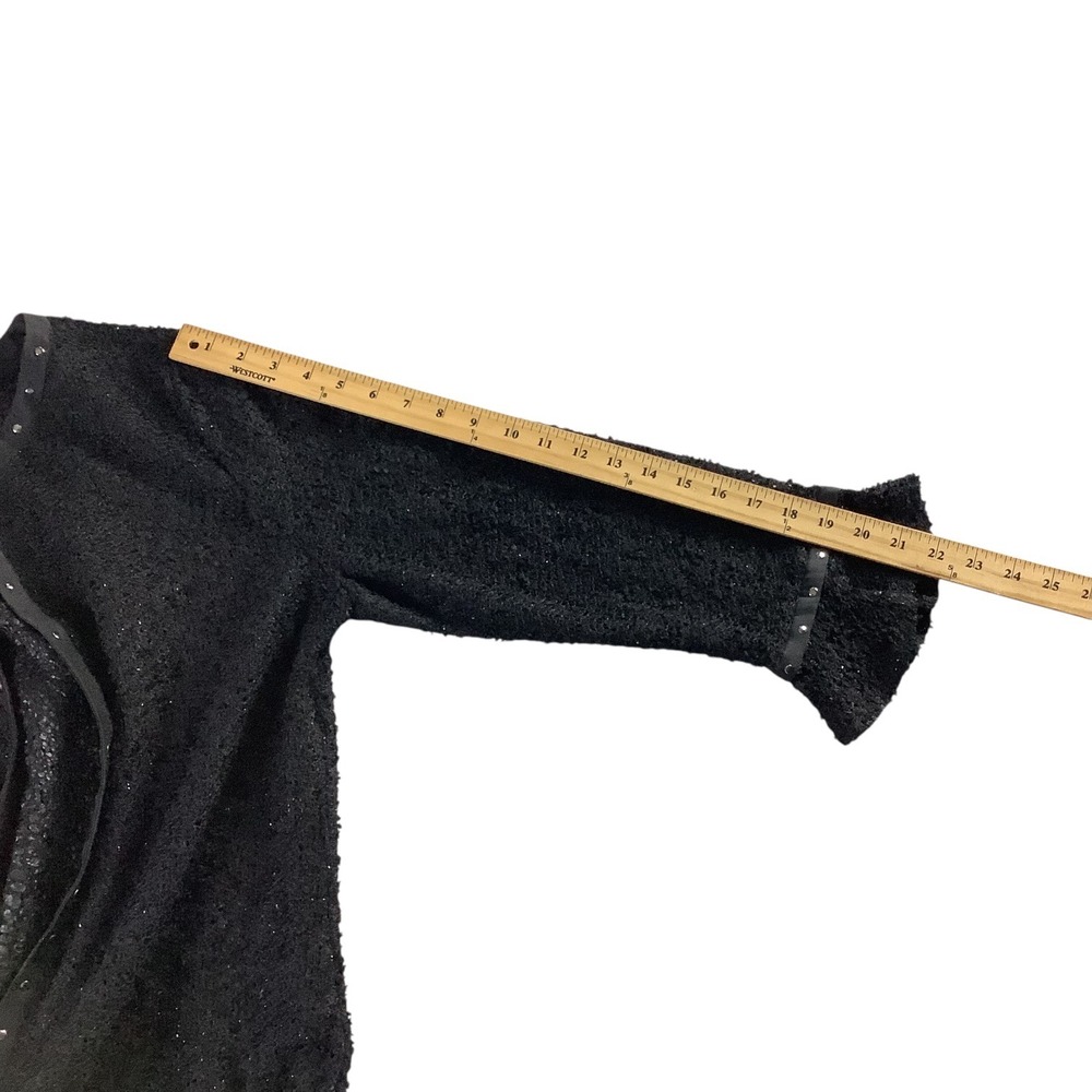 Nubiano Cardigan Women 16‎ Black Studded Open Front Church Whimsgoth Bell Sleeve - Picture 13 of 16